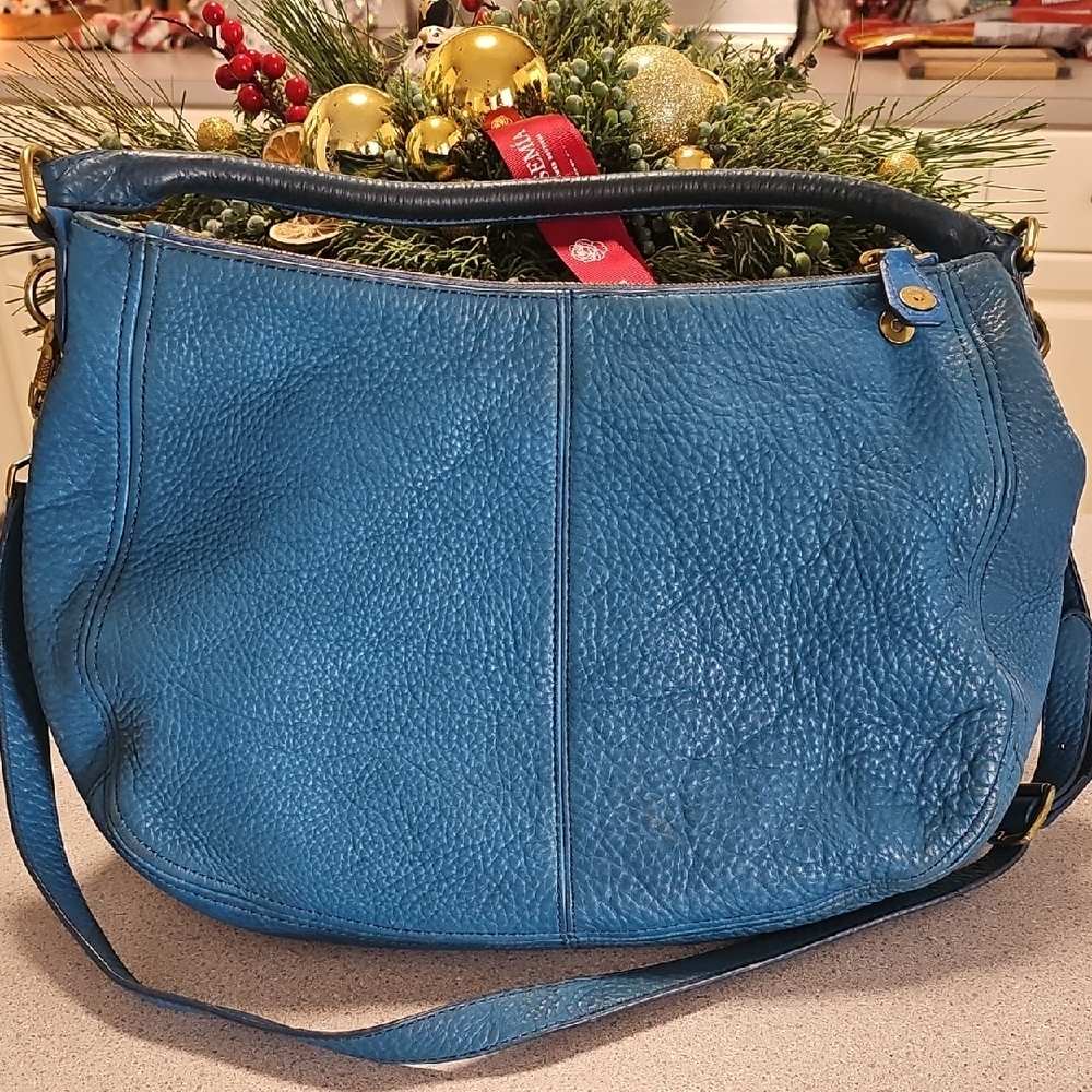J.Crew Blue Large Leather Shoulder Bag. Voery‎ Good Clean Condition